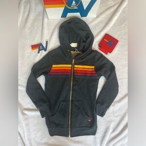 - - New with Tag Kids Aviator Nation 5 Stripe Zip up hoodie Charcoal Size 6